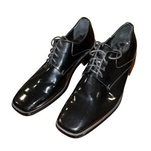 Zengara Square Toe Oxford Black Leather Dress Shoes Men's US 12M